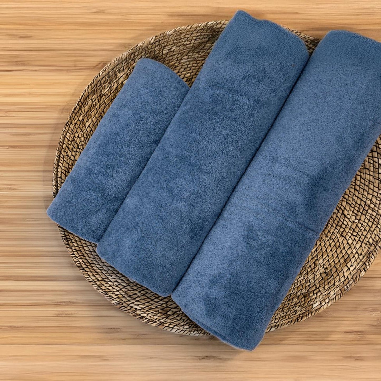 blue bath towel