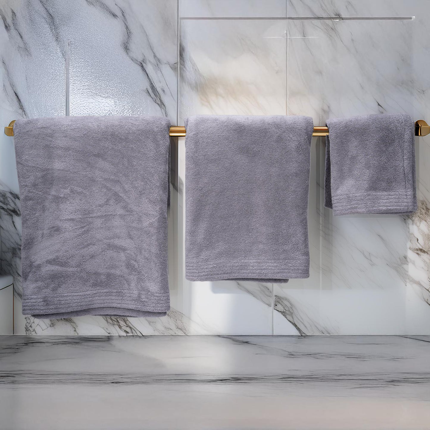 Grey bath towel