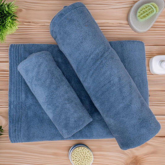 blue bath towel