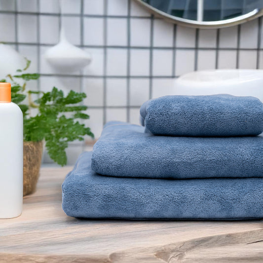 blue bath towel