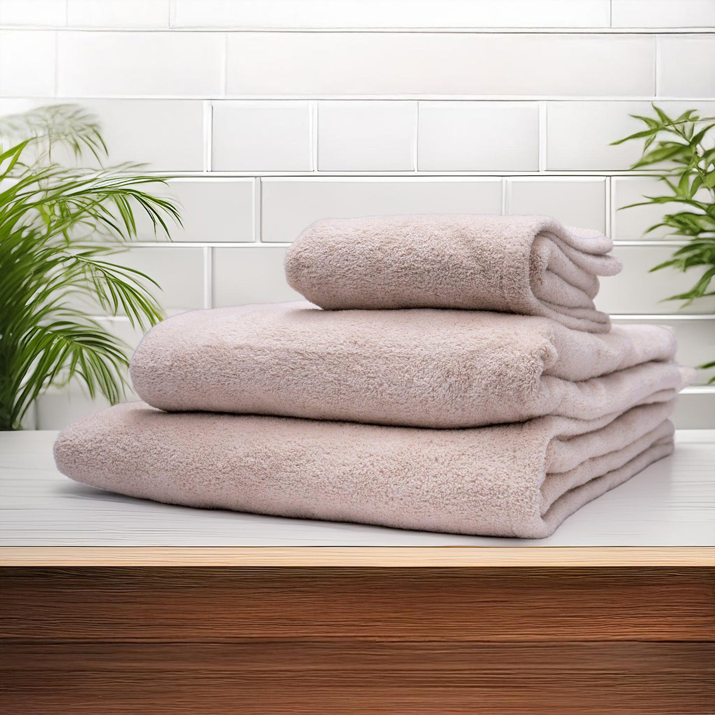 Beige bath towel
