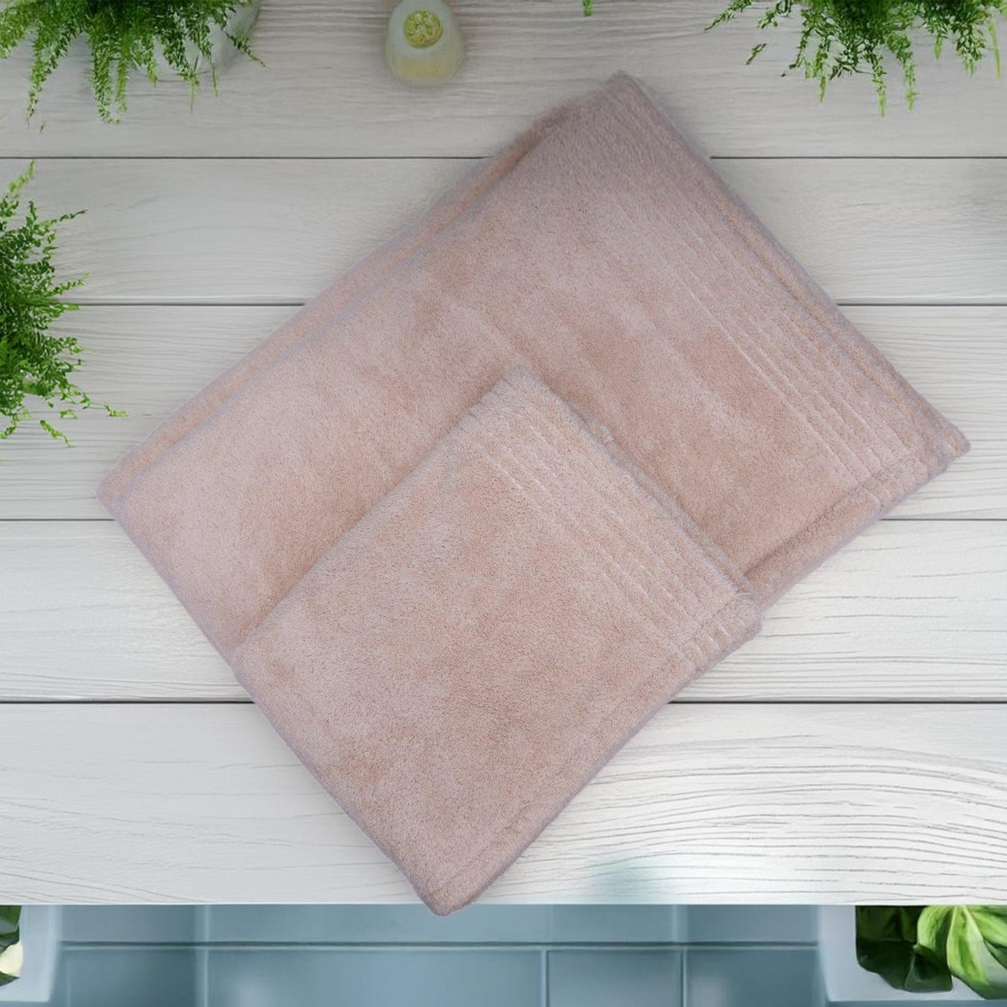 Beige bath towel